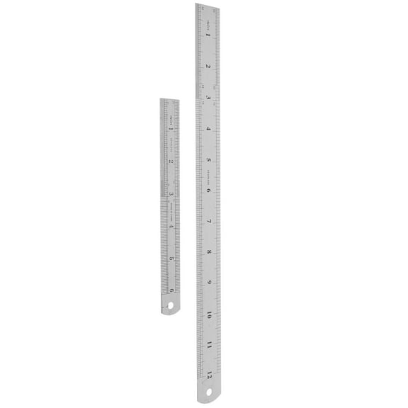 VERDANVERSE Multifunctional Drawing Ruler Stainless Steel for Teachers Double-sided Scale 2pcs