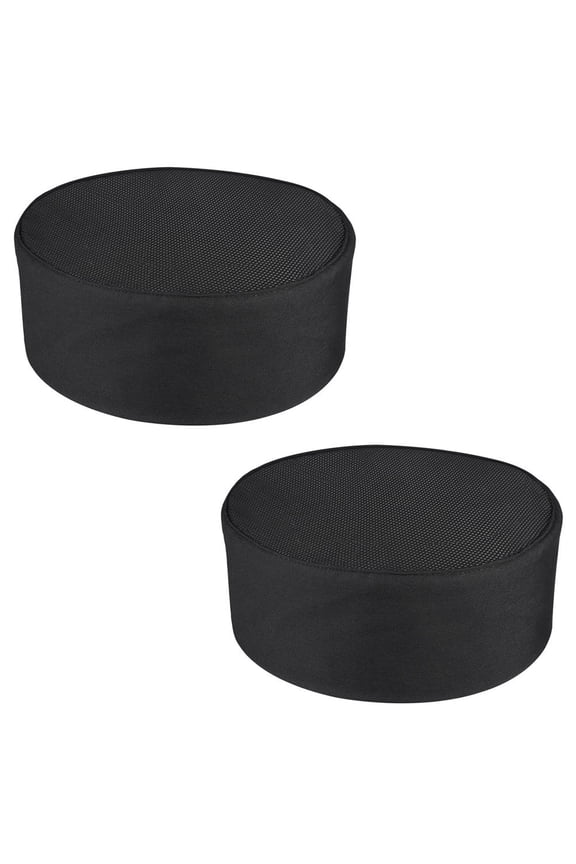 Elastic Chef Cap Chef Hats Black 2Pcs 7.47X7.47X3.14in