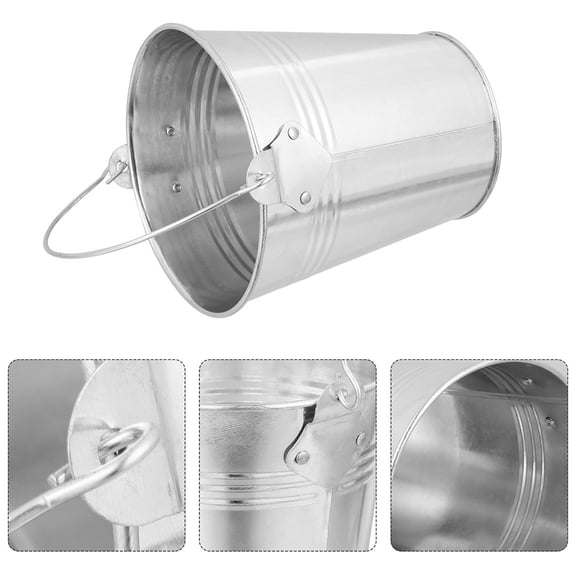 TITINICE 2Pcs Reusable Silver Metal Oil Bucket for Barbecue and Grill Supplies