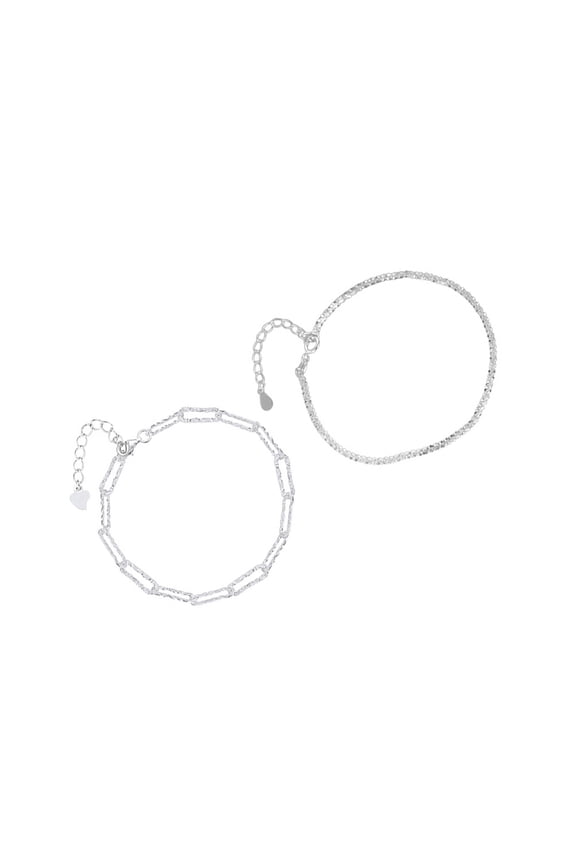 Daily Life Bracelets Silver Copper 2Pcs 8.1In