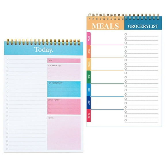 HOMEMAXS 2 Pcs Daily Planner Undated English Agenda Book Planning Notepad Work