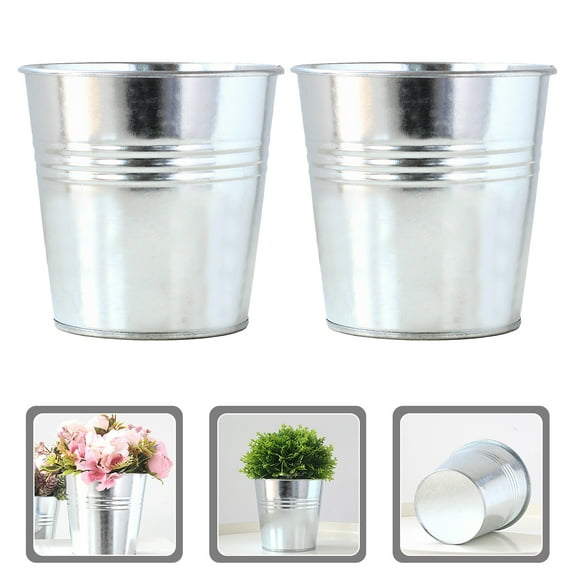 HOMEMAXS 2 Pcs Decorative Flower Pot Garden Planter Decoration Indoor Planters Office Silver