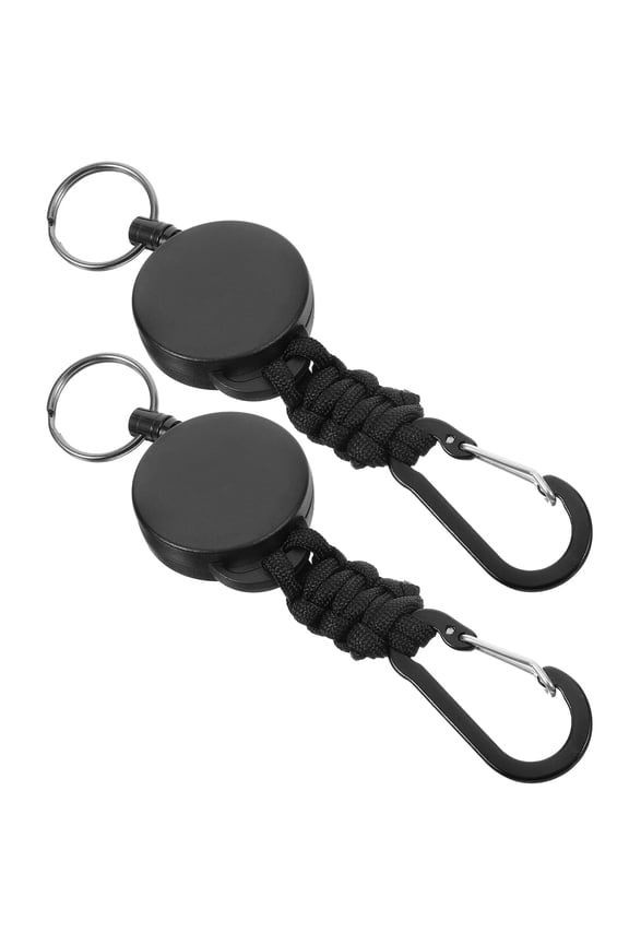 2 Pcs Detachable Key Quick Release Elastic Key Chain 15.00X4.00X1.00CM Black