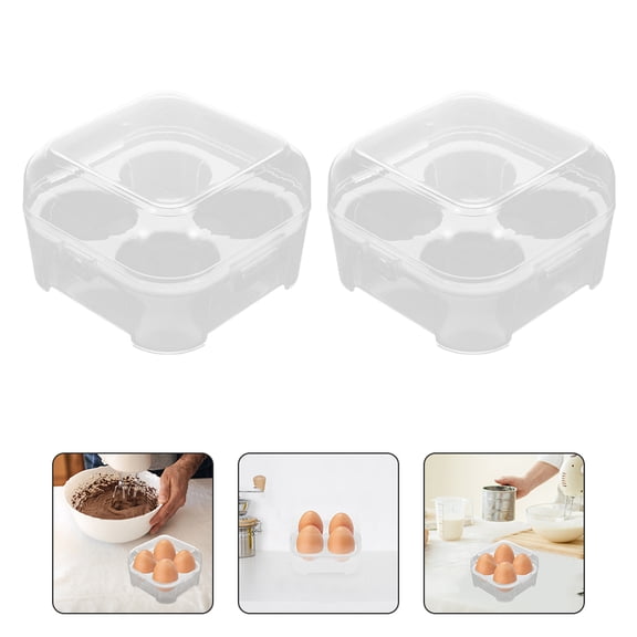 2 Pcs Egg Carton Fridge Organizer Crate Holder Tray Transparent