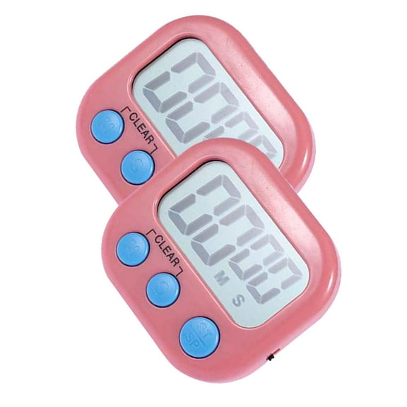 2 Pcs Electric Digital Wall Clock Battery Plugs Timers Kid Alarm Child Pink