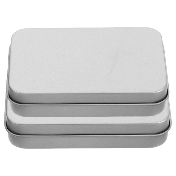2pcs Silver Tinplate Candy Boxes for Storing with Tight Seal and Rectangle Design 7.5x4.5 Inches