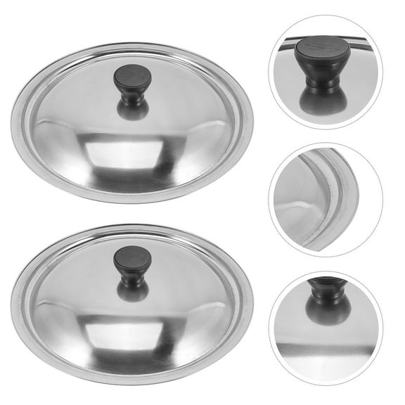 HOMEMAXS 2 Pcs Fire Stove Cover Stainless Splatter Guard for Top Pot Lids Silver