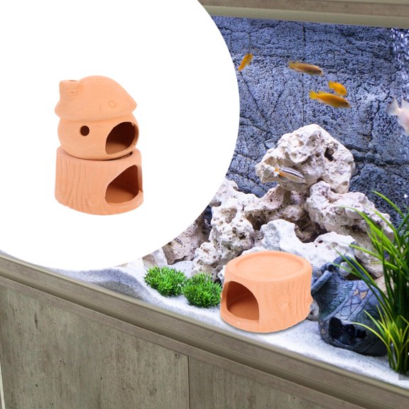 2 Pcs Fish Tank Accessories Aquarium and Hides Escape Hole Caves for Breeding