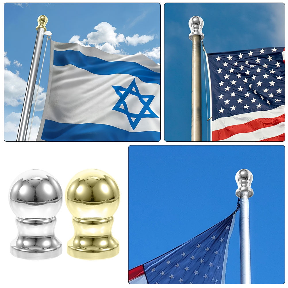 HOMEMAXS 2 Pcs Flag Pole Round Top Finial Ball Flagpole Head - Walmart.com