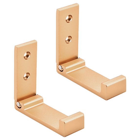 2 Pcs Folding Storage Multifunctional Hook Aluminum Hooks 7.5X6.7CM Golden