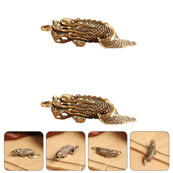 HOMEMAXS  2 Pcs Golden Fish Pendant Brass Carp-shaped Figurine Office