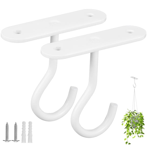 2 Pcs Hanging Plant Hooks Planter Hangers Indoor Holder Plants Baby White