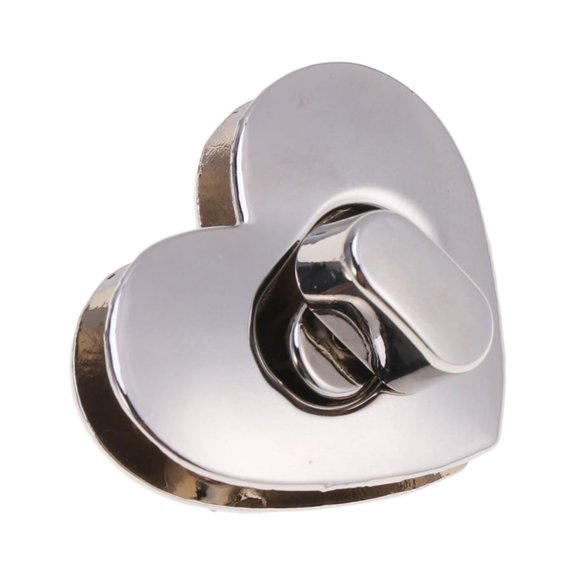 2pcs Heart-Shaped Lock Ornament DIY Metal Open-Close Accessory for Clamping Handbag (Silver)
