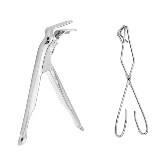 HOMEMAXS 2 Pcs Iron Plating Grill Grate Lifter Grill Gripper Grill Accessories BBQ Charcoal Tongs for Outdoor Camping Hiking Supplies (Silver, Charcoal Gripper, Grill Clip Style)