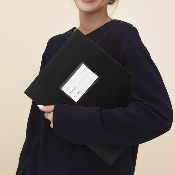 HOMEMAXS  2 Pcs Magazine File Holder Multiple Dividers Binder Clips Documents Bag Office Black