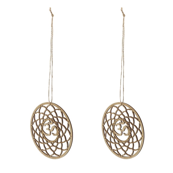 Minkissy spiritual room decor Wooden Crafts Geometric Wall Pendants Beige 2Set