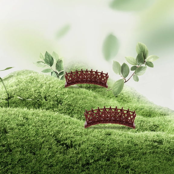Vintage Miniature Brown Plastic Bridge for Decoration 2pcs Small Arch Bridge for Garden Crafts
