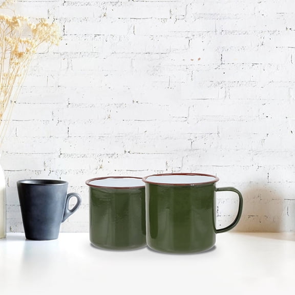 HOMEMAXS  2 Pcs Multi-function Water Cups Coffee Mugs Vintage Enamel Travel