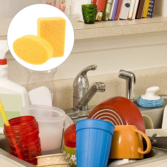VERDANVERSE Dish Scrubber Sponge Cellulose Sponge Yellow 2pcs
