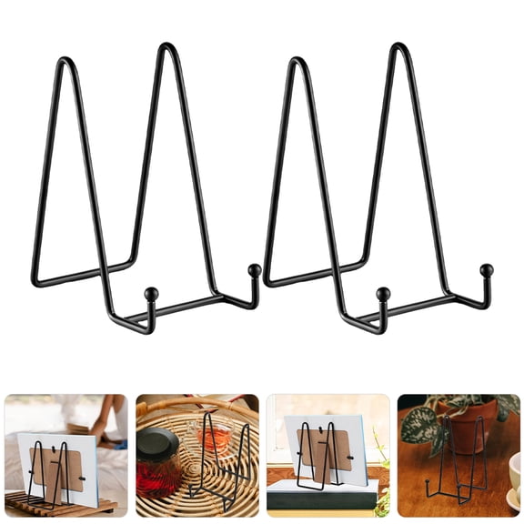 HOMEMAXS 2 Pcs Photo Frame Stand Holder Display Stands for Craft Fairs Easels Table Top Office Black