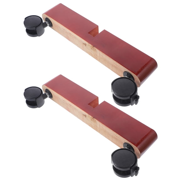 OULII 2Pcs Room Divider Stand Base Dark Red Wooden Bracket with Wheels for Home and Office