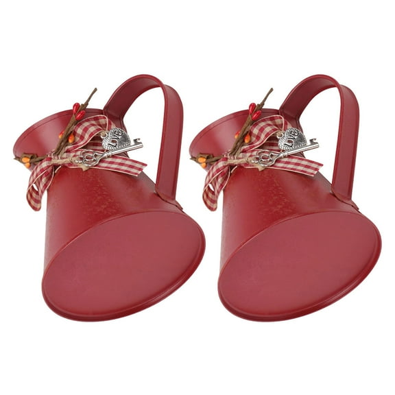 HOMEMAXS 2 Pcs Rustic Metal Pitcher Wedding Table Centerpieces Flower Planter Scale Spoon Red