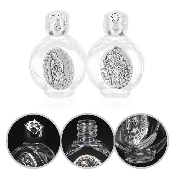 OULII Holy Water Holder Glass Silver 2Pcs For Festival Use