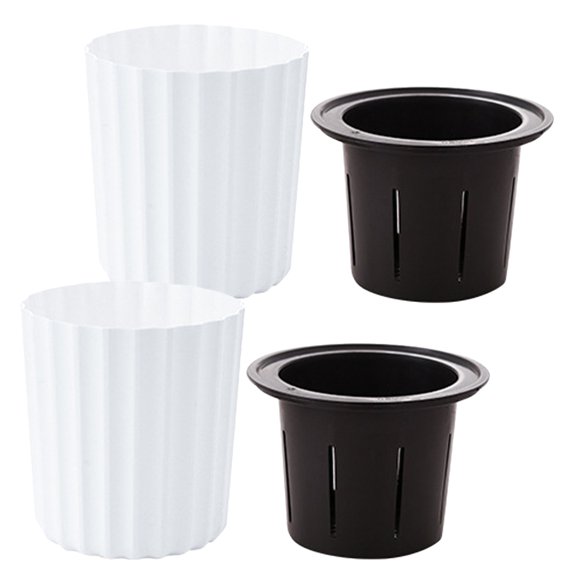HOMEMAXS  2 Pcs Self Watering Planter Succulent Flower Pot Planters Office White