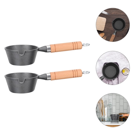 Minkissy Black Metal Saucepan Set 2 Pieces for Home Cooking Non-Stick Kitchen Pots