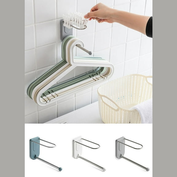 HOMEMAXS 2 Pcs Stainless Steel Hanger Storage Rack Punch Free Wall Hanging Hanger Shelf Multi-purpose Clip Hanger Organizing Rack for Home Dorm Use (Grey)