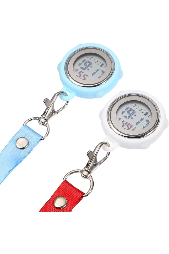 2 Pcs Stopwatches with Buckle Lanyard Digital Pocket Watches for Students Referee Doctors Nurses