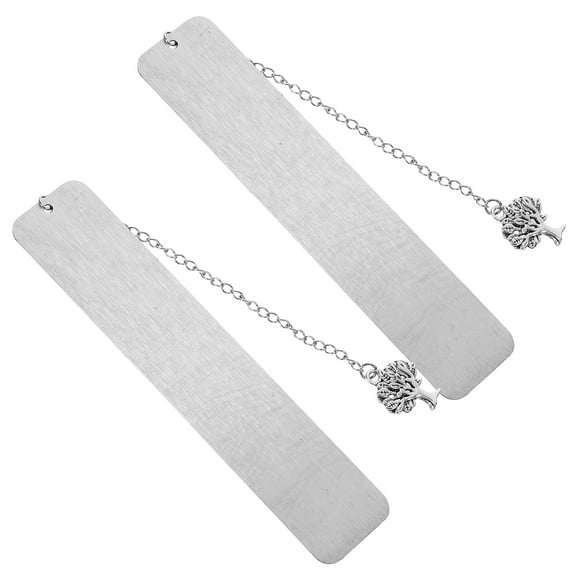 Silver Stainless Steel Bookmark Pendant for Books 2 Pieces