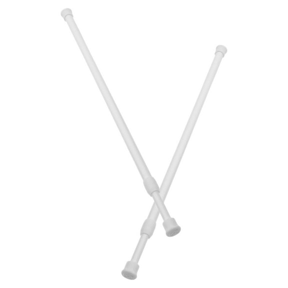 HOMEMAXS  2 Pcs Tension Rod Shower Curtain Drill Curtains Hooks White