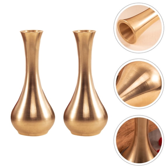 VERDANVERSE Flower Vase For Decor Copper Vase Golden 2Pcs
