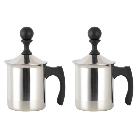 HOMEMAXS 2 Pieces Frothing Pump Lacquer Cup Milk Frother Coffee Pitcher Creamer