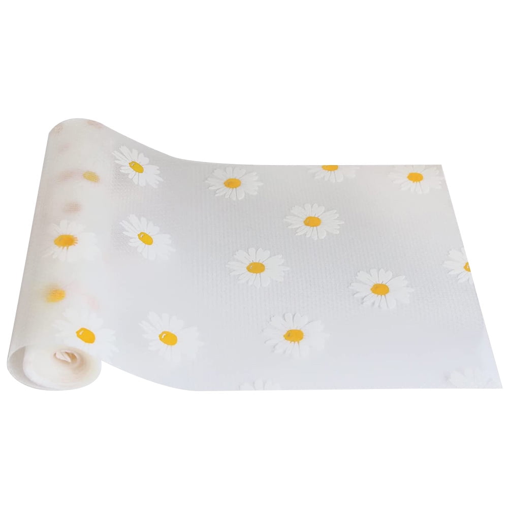 HOMEMAXS 2 Rolls of Refrigerator Mats Liners Glass Shelves Liner Daisy