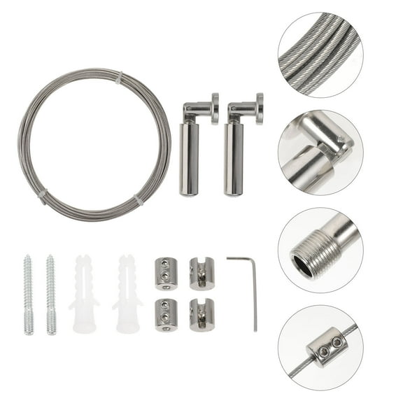 HOMEMAXS 2 Sets  5M Stainless Steel Curtain Wire Rod Set Clothing Rope Clothesline