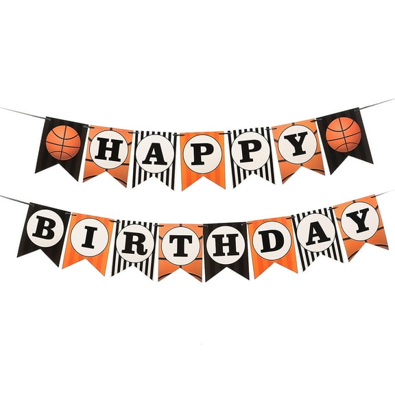 TABLZONE Basketball Themed Decor 2 Sets Assorted Color Paper Bunting Flags for Birthday Party Supplies