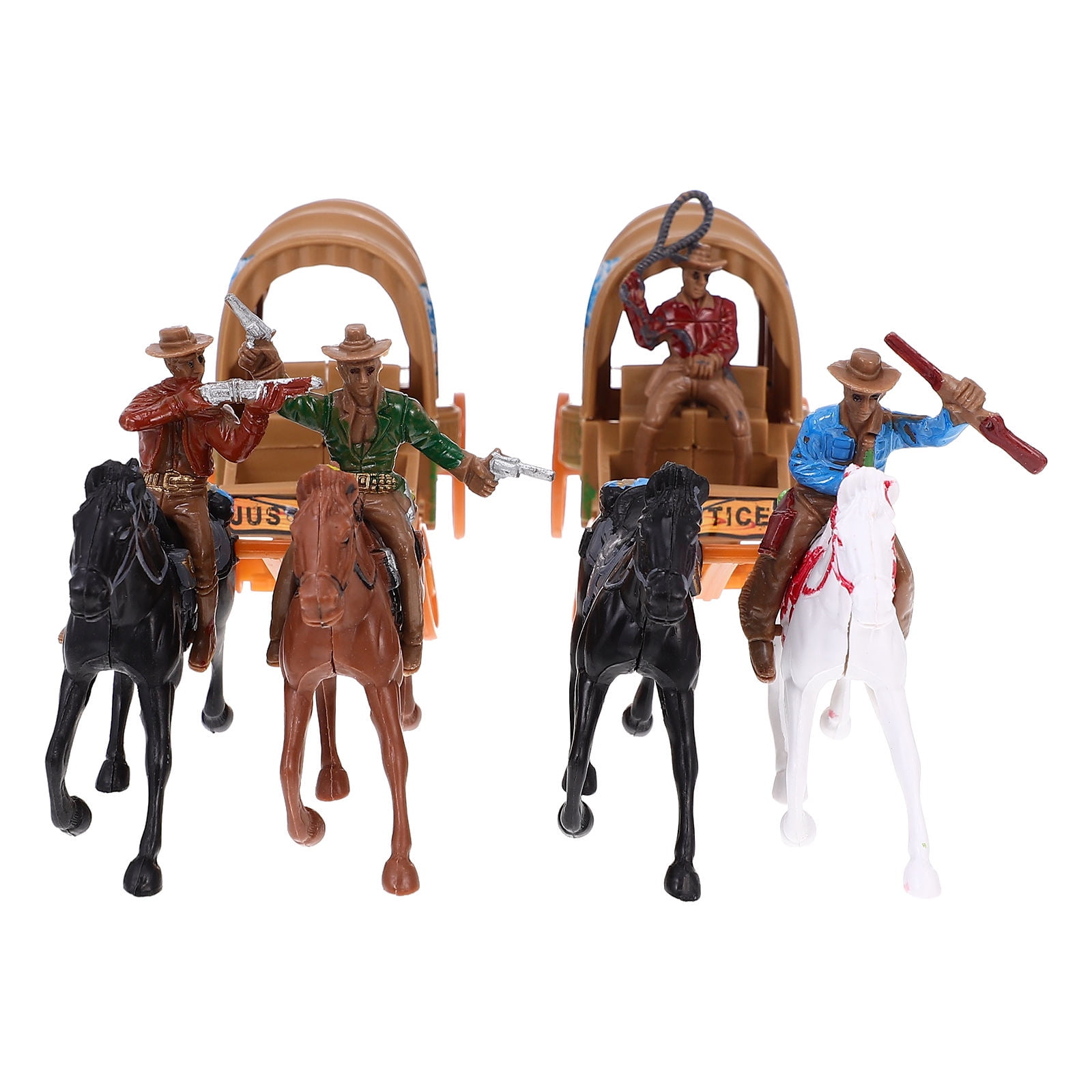 HOMEMAXS 2 Sets Cowboy Model Toy Figures Wild West Wagon Driver Toys for Girls Car Accessories