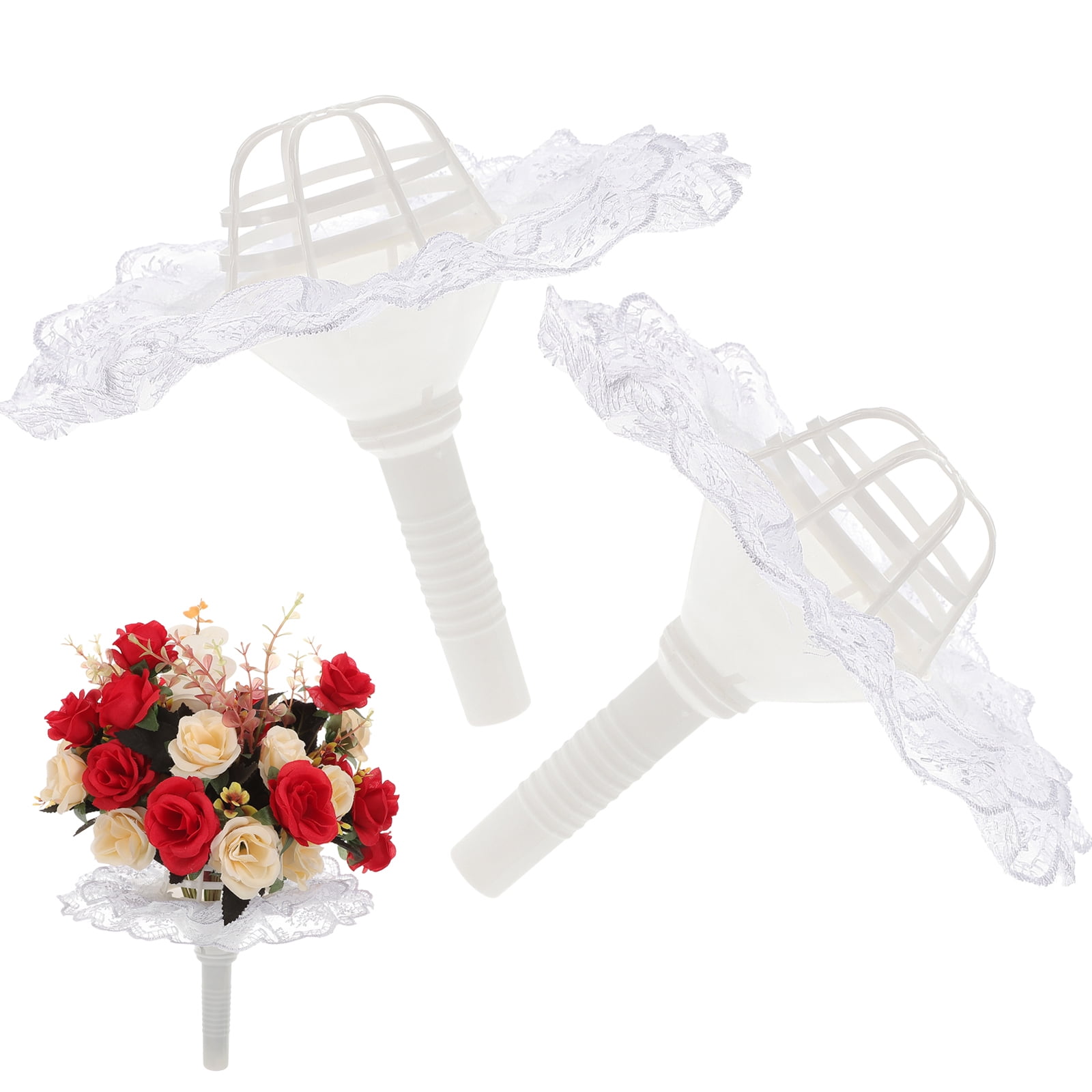 HOMEMAXS 2 Sets Floral Handle Bouquet Holders DIY Wedding Bridal Flower  Bouquet Holder