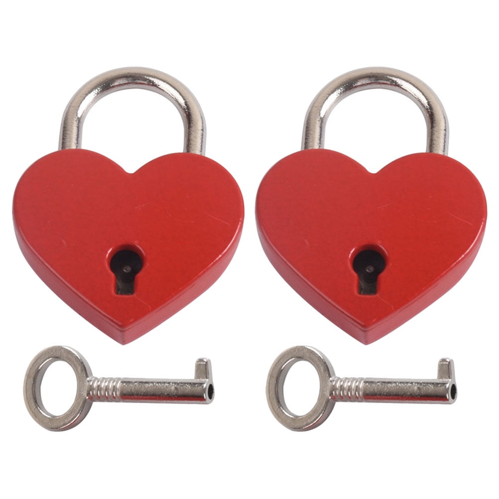 HOMEMAXS 2 Sets Mini Heart Shaped Locks Love Locks Small keyed Padlocks