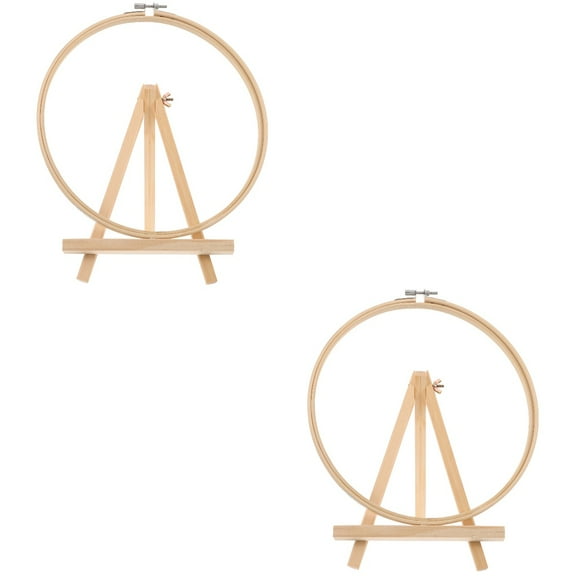 HOMEMAXS 2 Sets of Crafting Crossing Stitch Hoop Crafting Ring Embroidery Circle DIY Pendant Craft with Stand