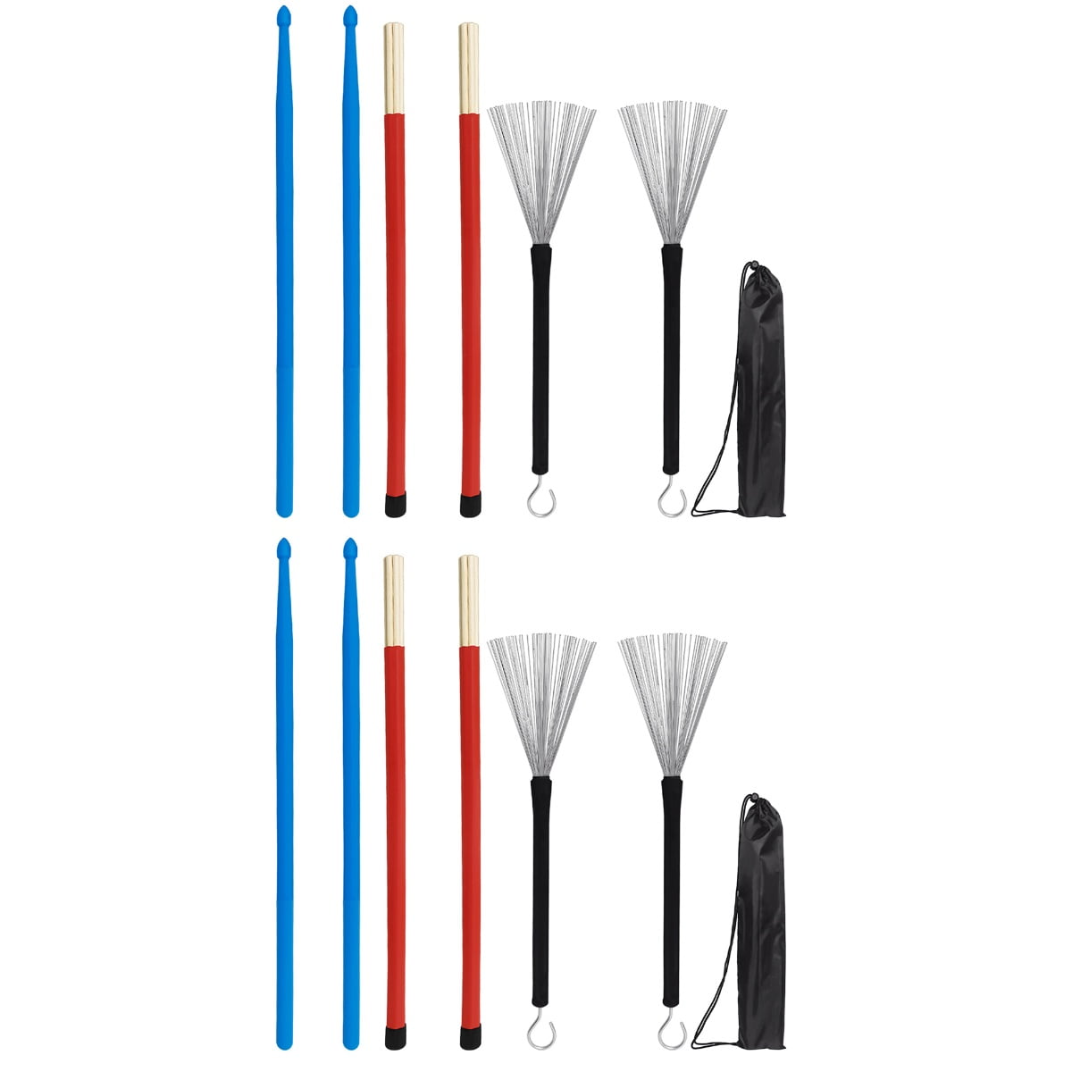HOMEMAXS 2 Sets of Drumstick And Drum Wire Set Percussion Instrument Mallet And Drum Brush With Bag