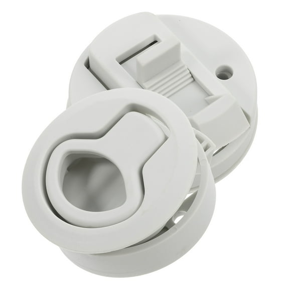 Round Slam Latches for Yacht with Flush Pull Design White Nylon and Stainless Steel 1/4'' Door