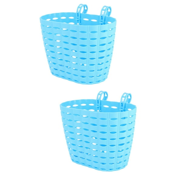 HOMEMAXS 2 pcs Children Bike Basket Detachable Plastic Bike Storage Basket for Kids Bike Without Stickers (Sky-blue)