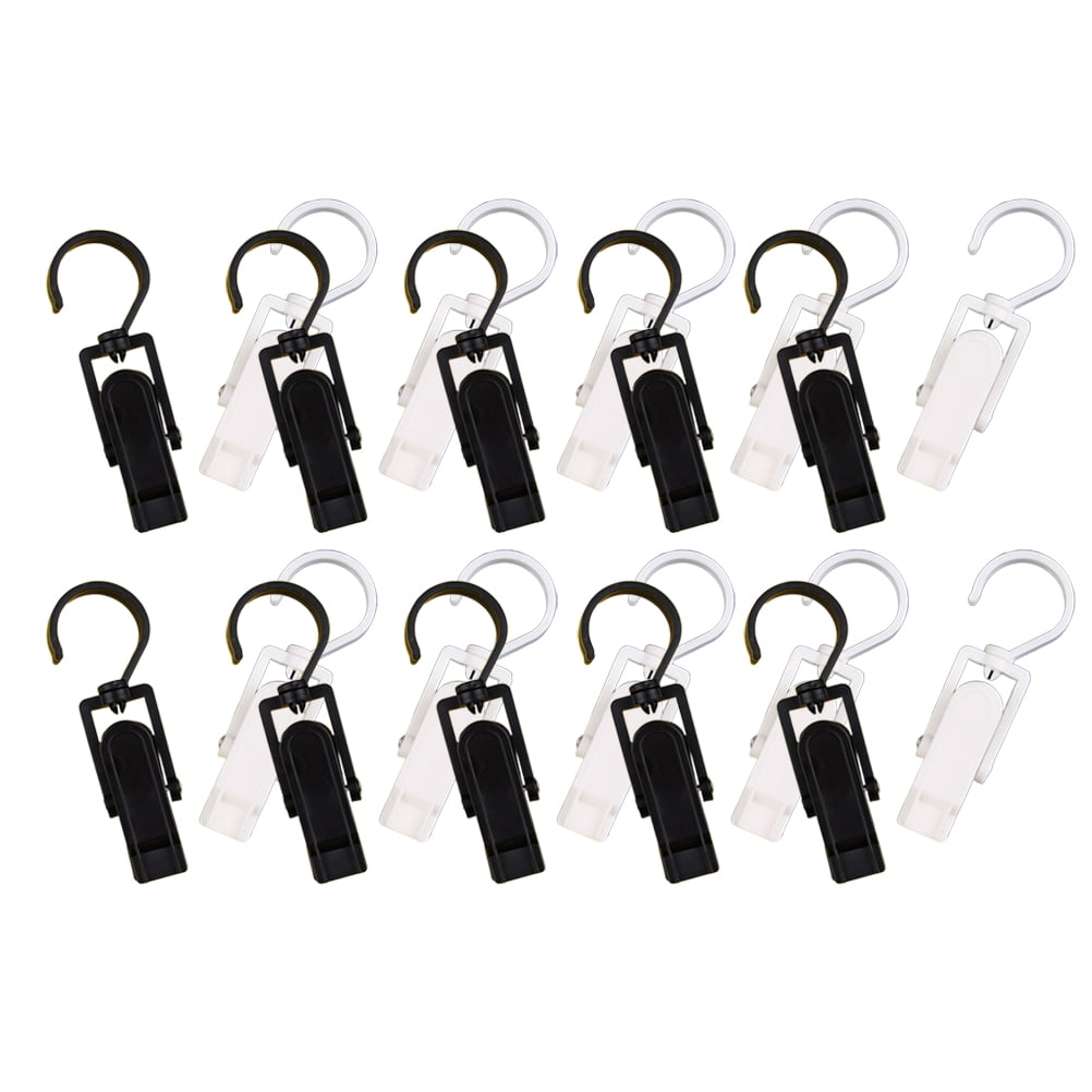 20 PCS Mini Clothes Pins Hanging Clips Curtain Ring Black and White