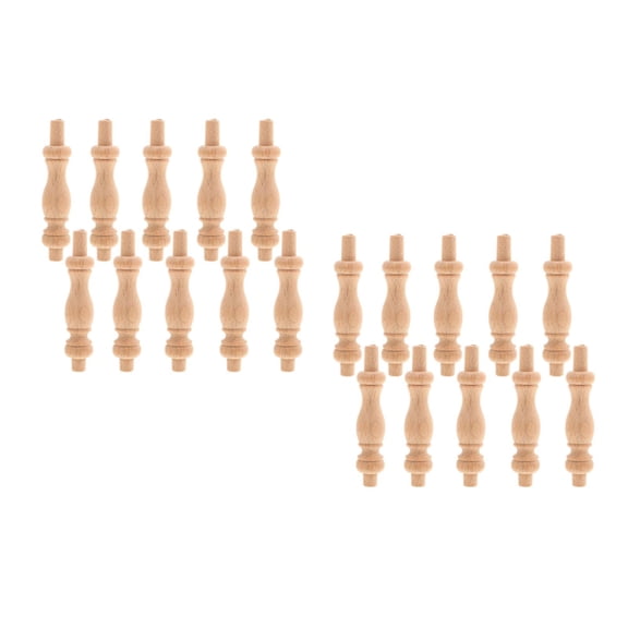 HOMEMAXS 20 PCS  Unfinished Wooden Baluster Spindles Decorative Unpainted Wood Post Handrail for DIY Staircase Furniture Woodworking Crafts Home Improvement