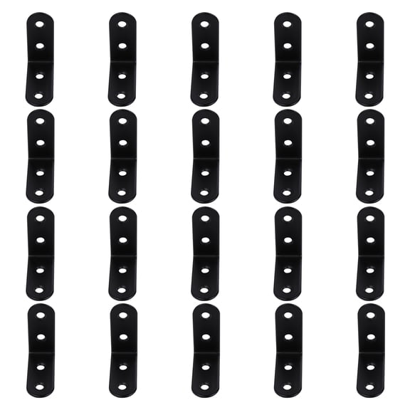 HOMEMAXS  20 Pcs Heavy Duty Corner Brace Shelf Support Bracket Fitting Trellis Black