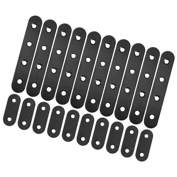 HOMEMAXS  20 Pcs Straight Angle Plates Raised Wall-mounted Brackets Black