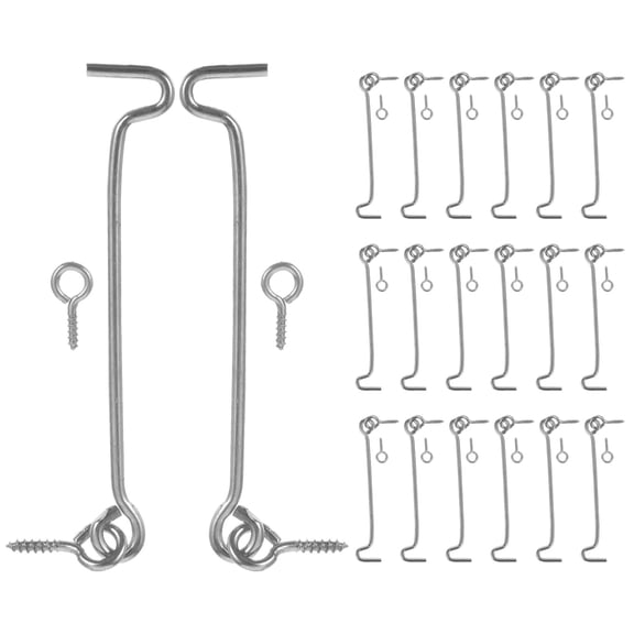 HOMEMAXS  20 Sets Cabin Hook Door Metal Latch over Hanger Hooks Silver